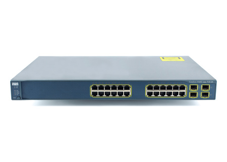 WS-C3560G-24PS-S - 24x 1GE RJ45, PoE 370W 802.3af, uplink 4x 1G SFP, ПО IP Base, Cisco Catalyst 3560G Комутатор