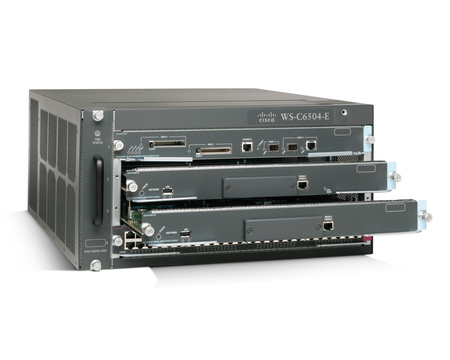 WS-C6504-E - Enhanced 4-слот chassis 5RU, без PS, без Fan Tray,Cisco Catalyst 6500 Комутатор