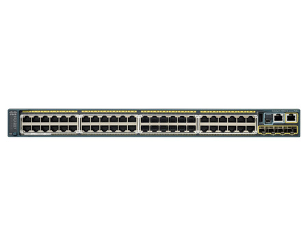 WS-C2960S-48LPS-L - 48x 1G RJ45, PoE+ 370W 802.3at, uplink 4x 1G SFP, opr. LAN Base, L2, 1U, Stack, Cisco Catalyst 2960-S Switch