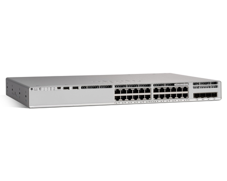 C9200L-24P-4G-E - 24x 1GE RJ45 PoE+ 370/740W 802.3at, uplink 4x 1G SFP, Network Essentials, Cisco Catalyst 9200L Комутатор