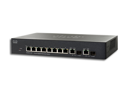 SG200-10FP-EU - 10x 10/100/1000, uplink 2x Combo RJ45/SFP, PoE 62W, Cisco SMB SG200 Switch