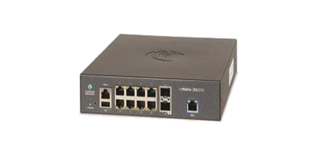 EX2010 - 8x 1GE RJ45, PoE 100W 802.3at, uplink 2x 1G SFP, Zarządzalny, Warstwa L3, Chłodzenia pasywne, USB, Cambium EX2000 Switch
