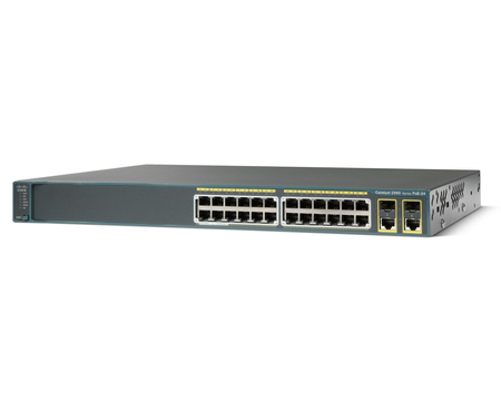 WS-C2960-24PC-S - 24x FE 10/100 RJ45, PoE 370W 802.3af, uplink 2x 1G Combo RJ45/SFP, opr. LAN Lite, Warstwa L2, 1U, Cisco Catalyst 2960 Switch