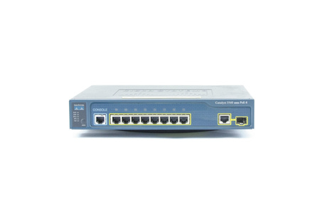 WS-C3560-8PC-S - 8x 10/100 FE RJ45, PoE 802.3af 124W, uplink 1x 1GE Combo RJ45/SFP, opr. IP Base, Warstwa L3, Cisco Catalyst 3560 Compact Switch