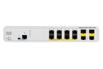 WS-C2960C-8PC-L - 8x FE 10/100 RJ45, PoE 124W 802.3af, uplink 2x 1G Combo RJ45/SFP, LAN Base, L2, Chłodzenie pasywne, Cisco Catalyst 2960-C Compact Switch