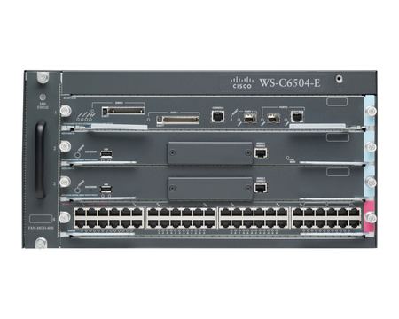 WS-C6504-E - Enhanced 4-слот chassis 5RU, без PS, без Fan Tray,Cisco Catalyst 6500 Комутатор