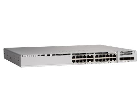 C9200-24P-E - 24x 1GE RJ45, PoE+ 370W 802.3at, Network Essentials, L3, MACsec AES-128, Cisco Catalyst 9200 Switch