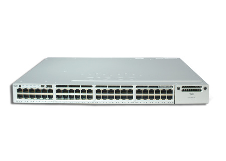 WS-C3850-48P-S - 48x 1GE RJ45, PoE+ 435W 802.3at, IP Base, L3, Stack, MACsec, Cisco Catalyst 3850 Switch
