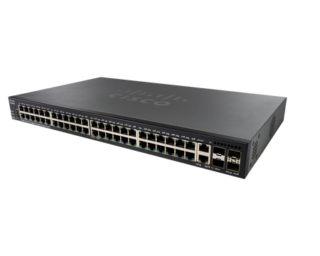 SG350X-48P-K9-EU - 24x 1GE RJ45, PoE+ 382W 802.3at, uplink 4x 10 Gigabit Ethernet (2x 10GB RJ45/SFP+ combo, 2x 10G SFP+), Cisco SMB Switch