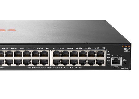 JL256A - 48x 1GE RJ45, PoE+ 370W 802.3at, uplink 4x 10G SFP+, L3, HPE Aruba 2930F-48G Switch