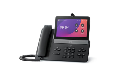 CP-8875-K9 - 2x 1G RJ45, 1x USB-C, 1x USB, WiFi, Bluetooth, Kamera 1080p HD, Kolorowy dotykowy wyświetlacz 7" 1024x600, Cisco IP Telefon