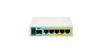 RB960PGS - hEX PoE, 5x Gigabit Ethernet, 4x PoE, 1x SFP, 800MHz, 128MB RAM, biały, MikroTik Router