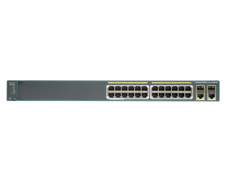 WS-C2960-24PC-S - 24x FE 10/100 RJ45, PoE 370W 802.3af, uplink 2x 1G Combo RJ45/SFP, opr. LAN Lite, Warstwa L2, 1U, Cisco Catalyst 2960 Switch