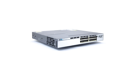 WS-C3750X-24T-S - 24x 1GE RJ45, Zasilacz 350W, opcjonalny moduł uplink 2x 10G SFP+, opr. IP Base, Warstwa L3, Cisco Catalyst 3750-X Switch