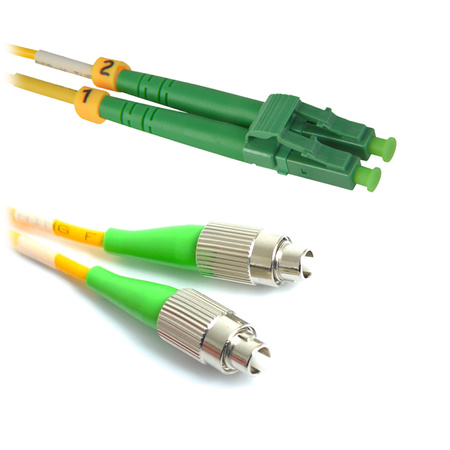 Jednomodowy dupleksowy patchcord światłowodowy LC/APC-FC/APC o długości 3m OS2 9/125 µm