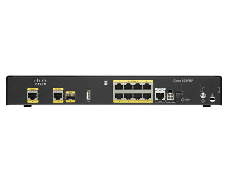 C892FSP-K9 - 1x 1G RJ45, 1x 1G RJ45/SFP Combo, 8x 1G RJ45, ПО Security, Cisco 892FSP Роутер