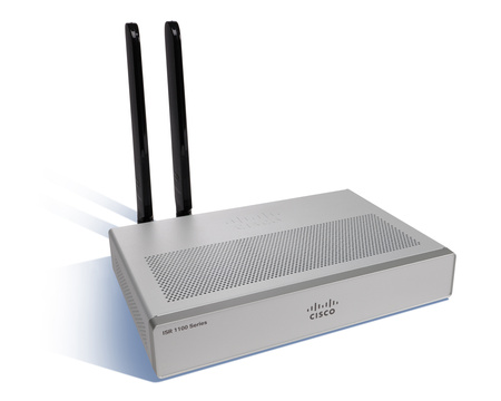 Router Cisco ISR 1101 4 Ports GE Ethernet (moduł LTE P-LTEA-EA i anteny widoczne na zdjęciach, nie znajdują się w komplecie z routerem)