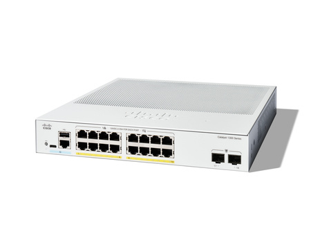 C1300-16FP-2G - 16x 10/100/1000 RJ45, PoE+ 240W, 2x 1GE SFP, Cisco Switch Catalyst C1300