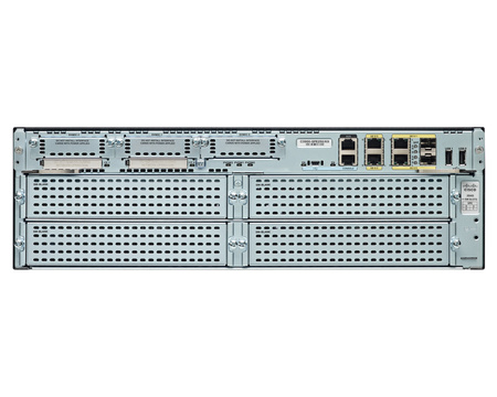 CISCO3945E-V/K9 - 4x GE (2x1G RJ45) (2x1G RJ45/SFP combo), 3x EHWIC, 4x SM, 3x DSP, PVDM3-64, 256MB FLASH, 1GB DRAM, UC, 1.4Gbps, Cisco 3945E Router