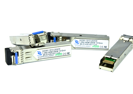 SFP-WDM-20KM-1310-CML - WDM, TX1310nm, 1G SFP, LC Simplex, Dystans 20 kilometrów, DDM, CML Transceiver