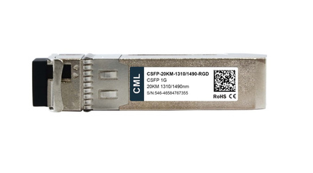 CSFP-020KM-13/14-R - Moduł CML 1310/1490nm CSFP [1G] LC 20km [-40°C~85°C] DDM CSFP-20KM-1310/1490-RGD