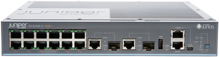 EX2200-C-12P-2G - 12x 1GE RJ45, uplink 2x 1G SFP/RJ45 Combo, PoE+ 100W 802.3at, Pasywne chłodzenie, Juniper Switch