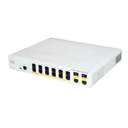 WS-C2960C-12PC-L - 12x FE 10/100 RJ45, PoE 124W 802.3af, uplink 2x 1G Combo RJ45/SFP, LAN Base, L2, Chłodzenie pasywne, Cisco Catalyst 2960-C Compact Switch