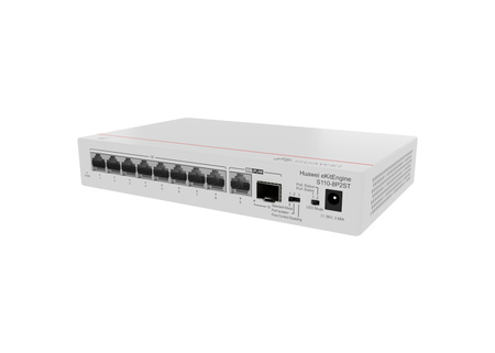 98012269 - Huawei Switch S110-8P2ST (8*GE ports (124W PoE+), 1*GE SFP port, 1*GE port, AC power, power adapter)