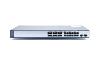 WS-C3750V2-24PS-S - 24x FE 10/100 RJ45, PoE 370W 802.3af, uplink 2x 1G SFP, opr. IP Base, Warstwa L3, Cisco Catalyst 3750v2 Switch