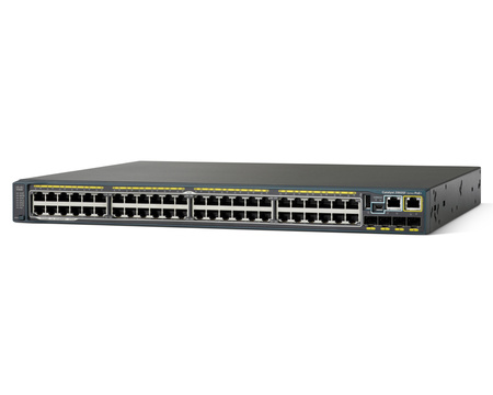 WS-C2960S-F48LPS-L - 48x FE 10/100 RJ45, PoE+ 3700W 802.3at, uplink 4x 1G SFP, opr. LAN Base, Warstwa L2, 1U, Stack, Cisco Catalyst 2960-SF Switch