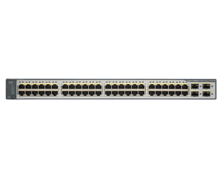 WS-C3750V2-48PS-E - 48 10/100 PoE + 4 SFP, IP Services, Cisco Catalyst 3750V2 Комутатор