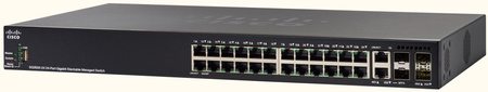 SG350X-24P-K9-EU - 24x 1GE RJ45, PoE+ 195W 802.3at, uplink 4x 10 Gigabit Ethernet (2x 10GB RJ45/SFP+ combo, 2x 10G SFP+), Cisco SMB Switch