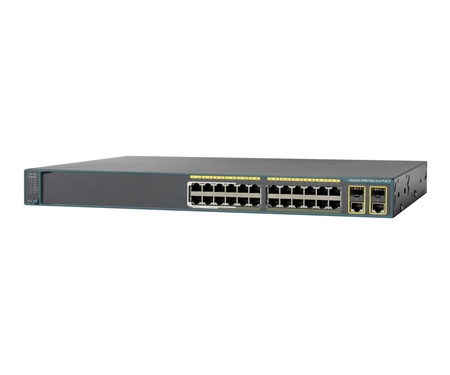 WS-C2960+24LC-S - 24x FE 10/100, (8 PoE) + 2x 1G Combo RJ45/SFP, ПО LAN Lite, Cisco Catalyst 2960 Plus Комутатор