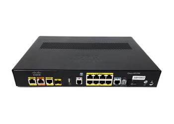 C891FW-E-K9 - 8x 1GE RJ45 (4x PoE tylko z zasilaczem 125W), 1x combo SFP/RJ45, 1x FE, WiFi 4 (802.11n), Zasilacz 60W, Cisco 890 Series Router