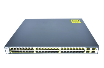 WS-C3750G-48TS-S - 48x 1GE RJ45, uplink 4x 1G SFP, opr. IP Base, Warstwa L3, Stack, Cisco Catalyst 3750G Switch
