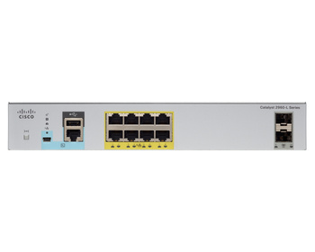 WS-C2960L-8PS-LL - 8x 1GE RJ45, PoE+ 67W 802.3at, uplink 2x 1G SFP, opr. LAN Lite, Warstwa L2, Fanless Chłodzenie pasywne, Cisco Catalyst 2960-L Desktop Switch