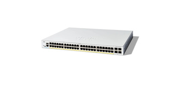 C1200-48P-4G - 48x 1GE RJ45, PoE+ 375W 802.3at, uplink 4x 1G SFP, Wentylator, L3, 19'', Cisco C1200 Switch