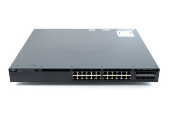 WS-C3650-24PS-S - 24x 1GE RJ45, PoE+ 390W 802.3at, uplink 4x 1G SFP, IP Base, L3, Cisco Catalyst 3650 Switch