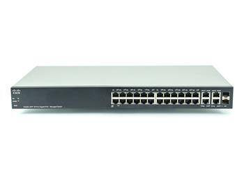 SG300-28PP-K9 - 26x 1GE RJ45 (w tym 24 porty z PoE+ 802.3at z budżetem 180W), 2x 1GE combo mini-GBIC, Cisco SG300-28PP SMB Switch
