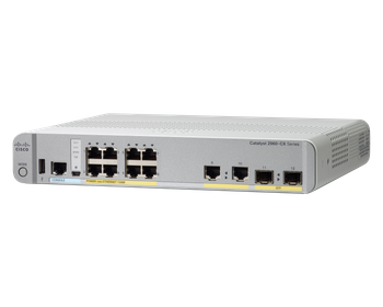 WS-C2960CX-8PC-L - 8x 1GE RJ45, 124W PoE+ 802.3at, uplink 2x 1GE RJ45, 2x 1G SFP, LAN Base, L2, Cisco Catalyst 2960-CX Compact Switch