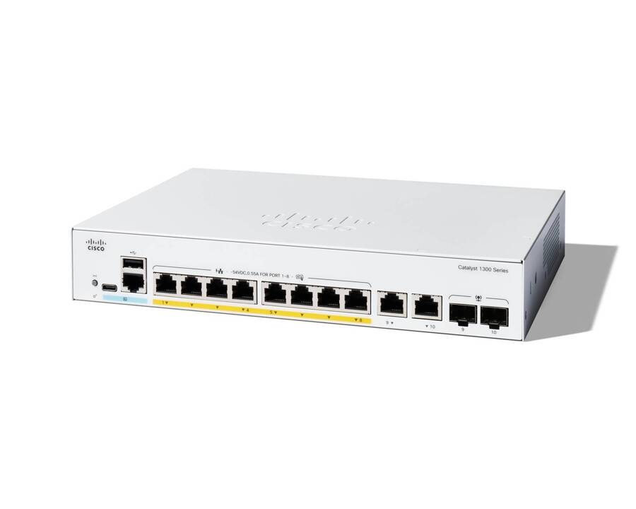 C1300-8T-E-2G - 8x 10/100/1000 RJ45, 2x RJ45/SFP, Cisco Switch Catalyst C1300