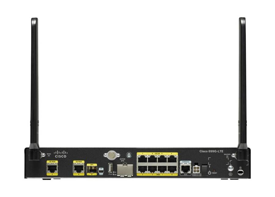 C899G-LTE-GA-K9 - 2x SIM 4G LTE, 8x 1GE RJ45, 1x 1GE RJ45/SFP Combo, 1x 1GE RJ45, opr. Security, 2x Antena, Zasilacz, Cisco 899G Router