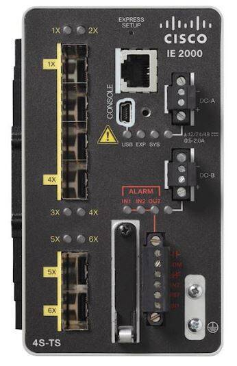 IE-2000-4S-TS-G-B -4 FE SFP ports, 2 GE SFP ports, Lan Base, Cisco IE2000 Switch