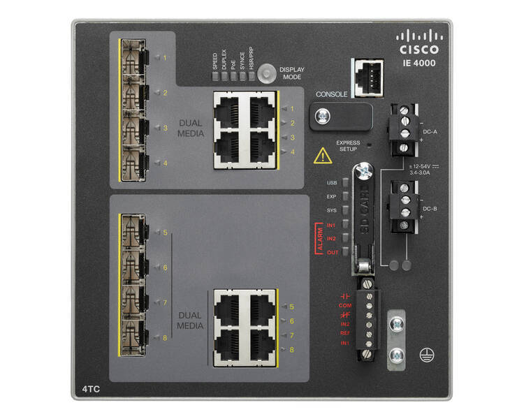 IE-4000-4TC4G-E - w/ 4FE Copper combo ports and 4 GE combo uplink ports Cisco IE4000 Switch