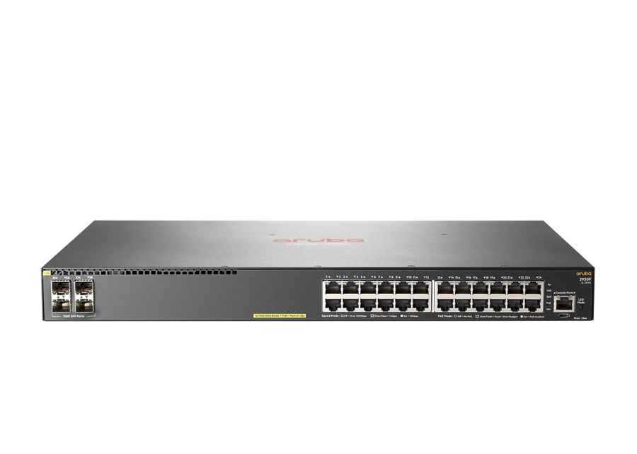 JL261A - 24x 1GE RJ45, PoE+ 370W 802.3at, uplink 4x 1G SFP, L3, HPE Aruba 2930F-24G Switch