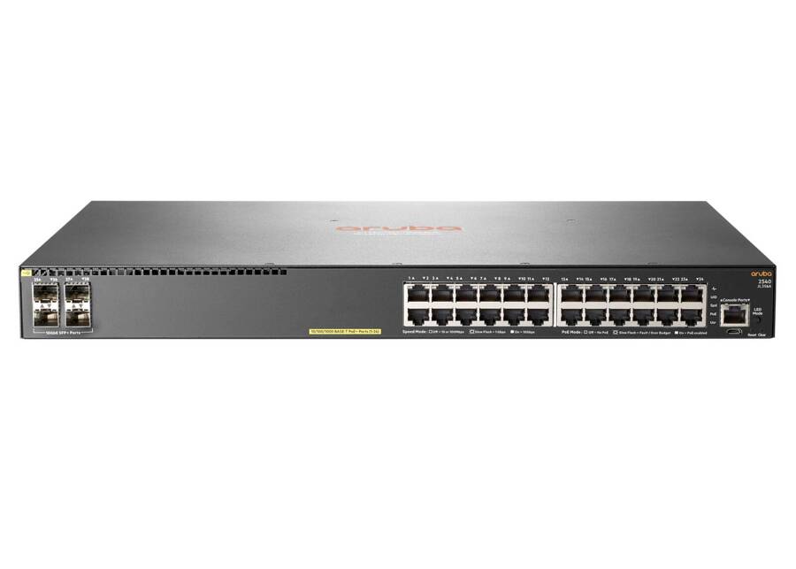 JL356A - 24x 1GE RJ45, PoE+ 370W 802.3at, uplink 4x 10G SFP+, HPE Aruba 2540 Switch