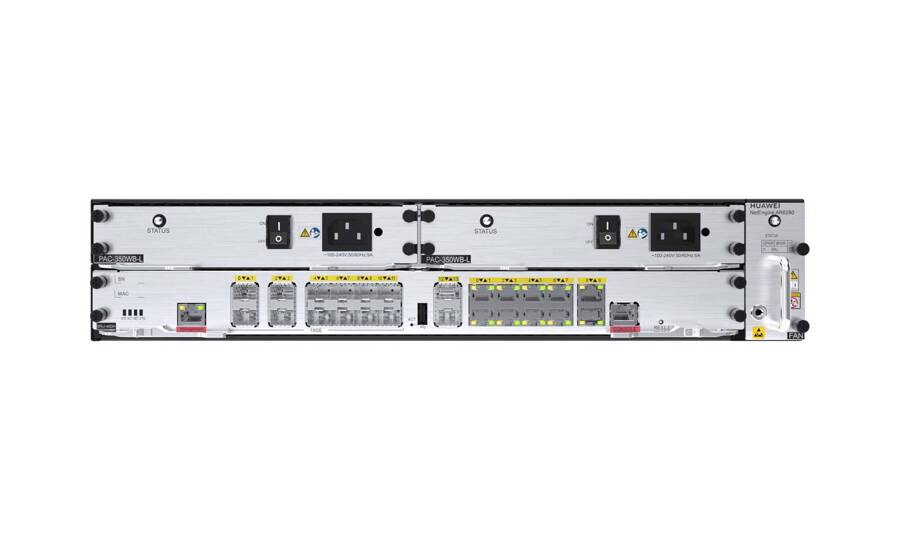 Router Huawei AR6280 zawiera 1x SRU slot, 4x SIC slot, 2x WSIC slot, 2x XSIC slot, 2x power slot