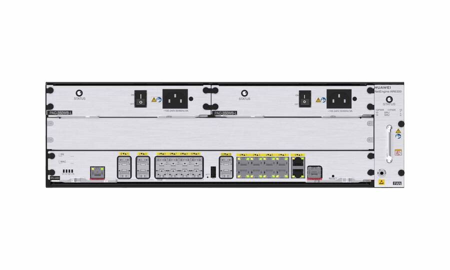 Router Huawei AR6300 zawiera 2x SRU slot, 4x SIC slot, 2x WSIC slot, 4x XSIC slot, 2x power slot