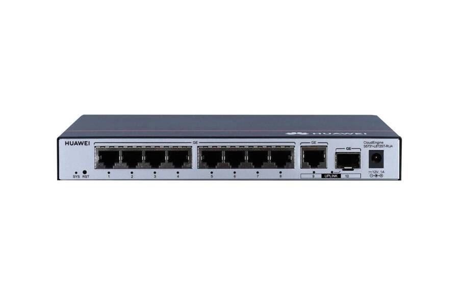 S5731-L8T2ST-RUA - 8x 10/100/1000BASE-T, 1x GE SFP, 1x 10/100/1000BASE-T, AC power, Huawei CloudEngine S5731-L Switch