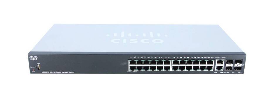 SG500-28P-K9 - 24x 1GE PoE+ 180W, 2 combo SFP/RJ45, 2x1GE/5GE SFP, Cisco Switch